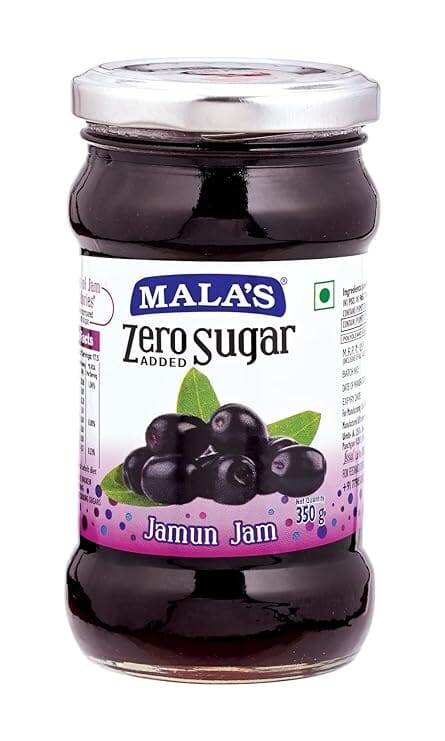 Malas Jamun Zero Added Sugar Jam 350 gm Glass Bot ZEROSUGJAM Mala's