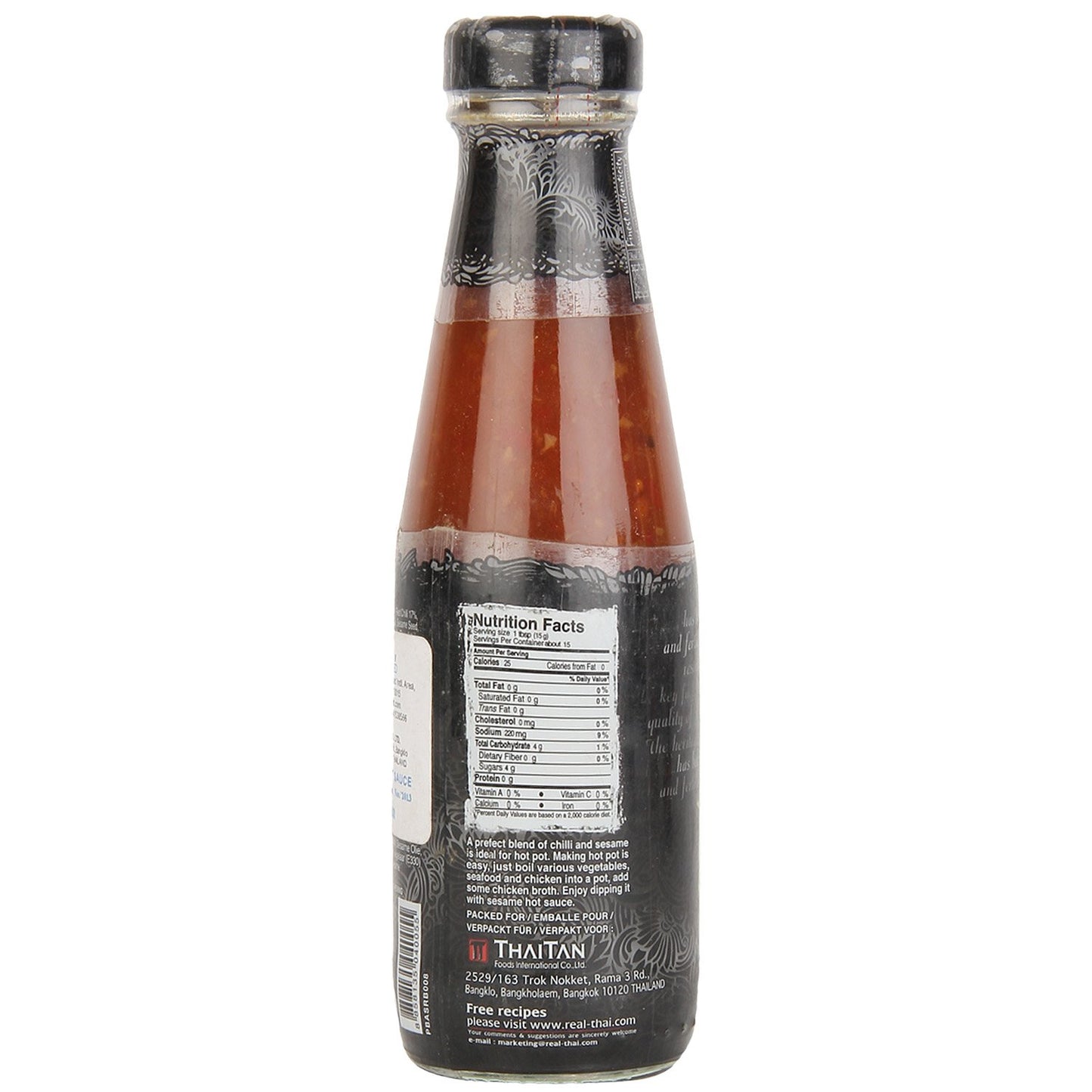 Real THAI Original Thai Cuisine Sesame Hot Sauce, 6.76 fl oz ℮ 200 ml