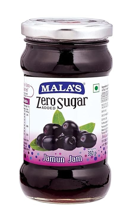 Malas Jamun Zero Added Sugar Jam 350 gm Glass Bot
