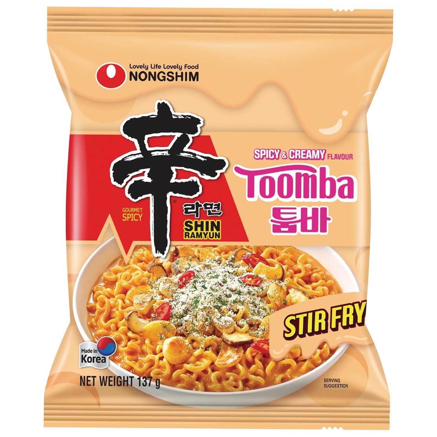 Nongshim Shin Ramyun Stir fry Toomba Noodles - Spicy & Creamy Flavour - Pack of 5 (137g Each) | Total 685g