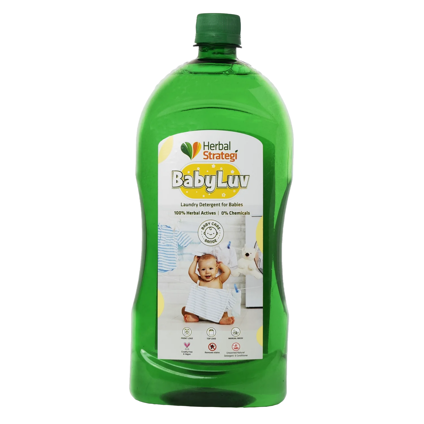 Herbal Strategi Natural Fabric Wash for Baby | Liquid Detergent for Top Load & Front Load Washing Machine | Suitable For All Fabrics | 1 Litre Detergent Herbal Strategi