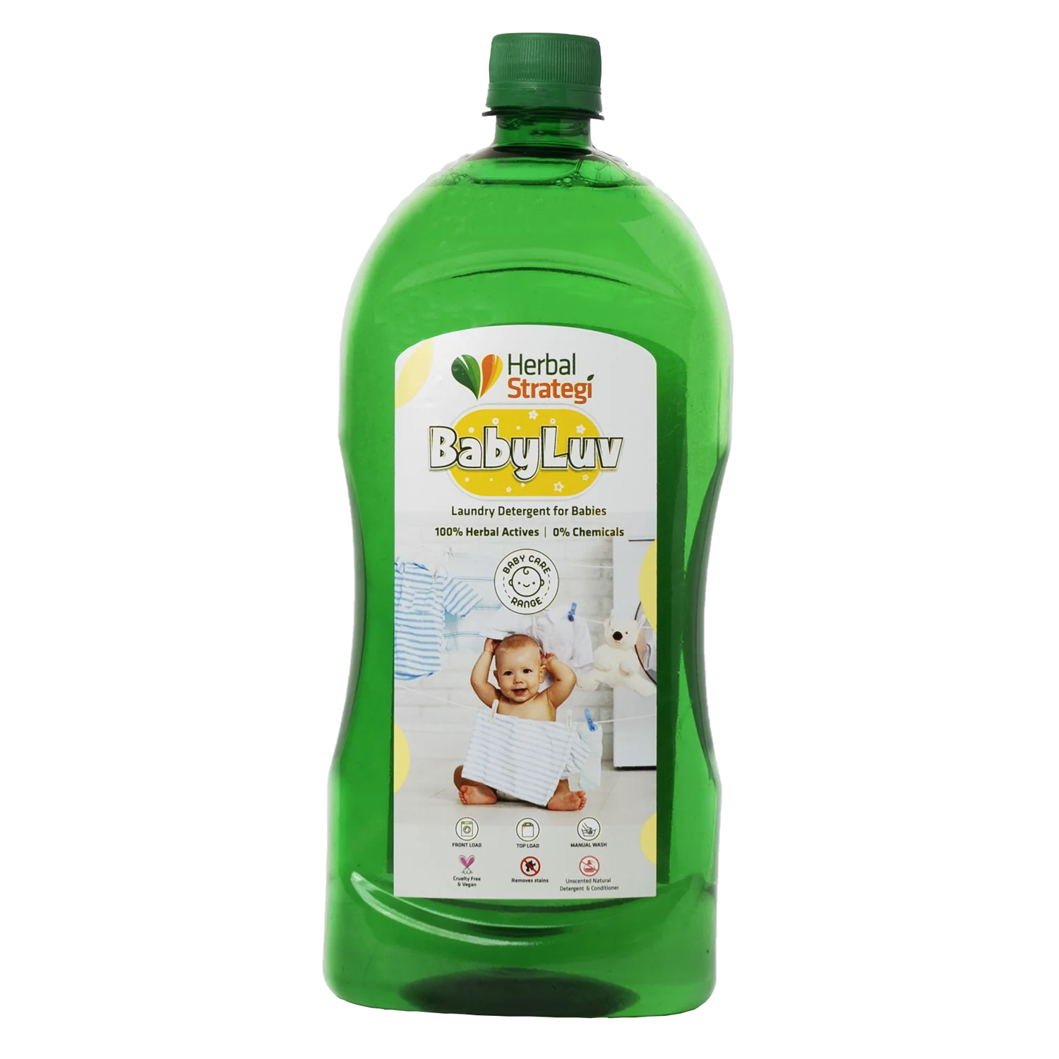 Herbal Strategi Natural Fabric Wash for Baby | Liquid Detergent for Top Load & Front Load Washing Machine | Suitable For All Fabrics | 1 Litre Detergent Herbal Strategi