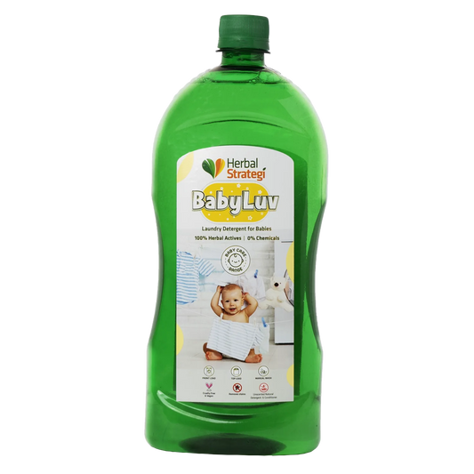 Herbal Strategi Natural Fabric Wash for Baby | Liquid Detergent for Top Load & Front Load Washing Machine | Suitable For All Fabrics | 1 Litre