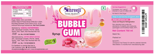 Shreeji Bubble gum Syrup Mix With Milk For Making Milkshake 750 ml Syrup Shreeji