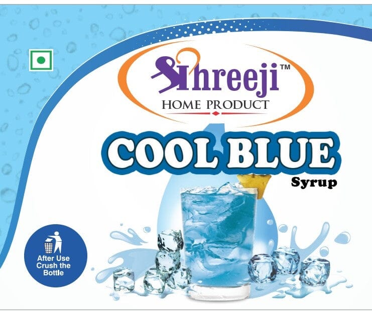 Shreeji Cool Blue Lagoon / Blue Curacao Syrup Mix with Water / Soda for Making Juice  / Cocktail / Mocktail 750 ml