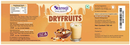 Shreeji Dry Fruits Syrup Mix with Milk for Making Juice 750 ml
