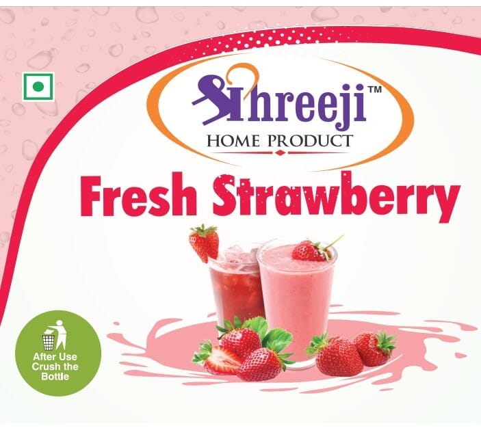 Shreeji Fresh Strawberry Syrup Mix With Milk For Making Juice 750 ml Syrup Shreeji