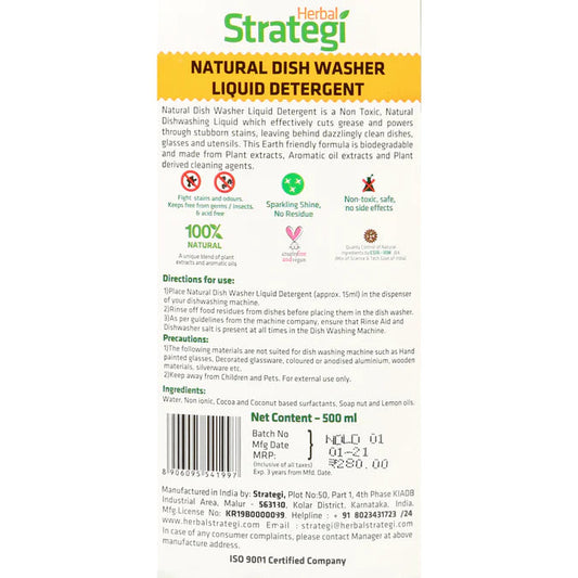 Herbal Strategi Natural Dishwasher Liquid Detergent 500ML Better Homes Herbal Strategi