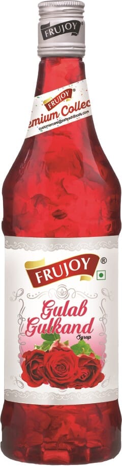 Frujoy Gulab Gulkand Syrup 750ml | For Drinks Juices | Fruit Mocktail | Cocktail | Gulab Sharbat | Rose Gulkand | Baking Essentials Crush Frujoy