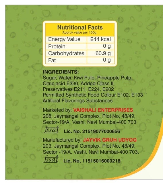 Shreeji Kiwi pineapple Syrup Mix with Water for Making Juice 750 ml Syrup Shreeji