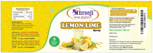 Shreeji Lemon Lime Syrup Mix with Water / Soda for Making Juice 750 ml Syrup Shreeji