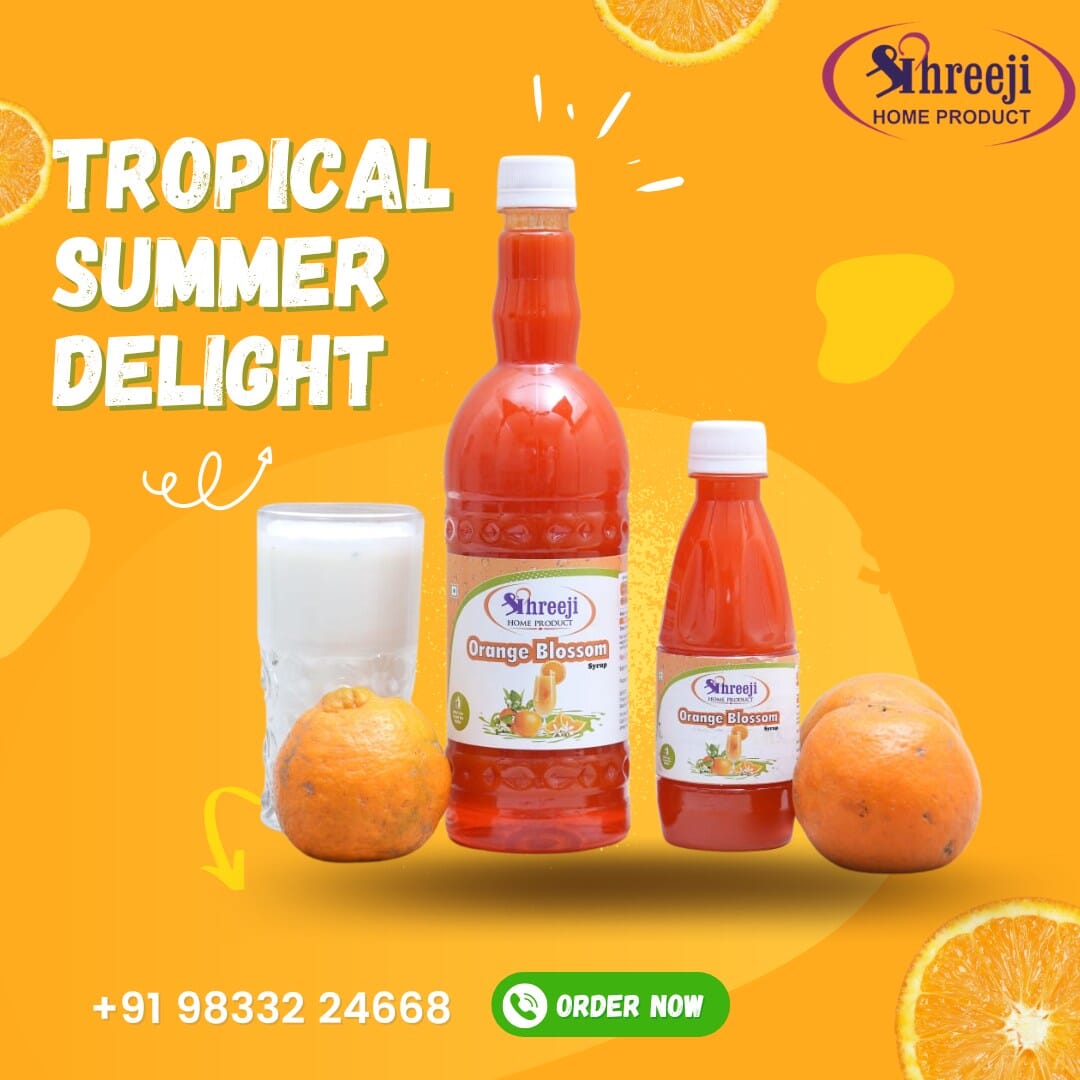 Shreeji Orange Blossm Syrup Mix With Milk For Making Milkshake 750 ml Syrup Shreeji