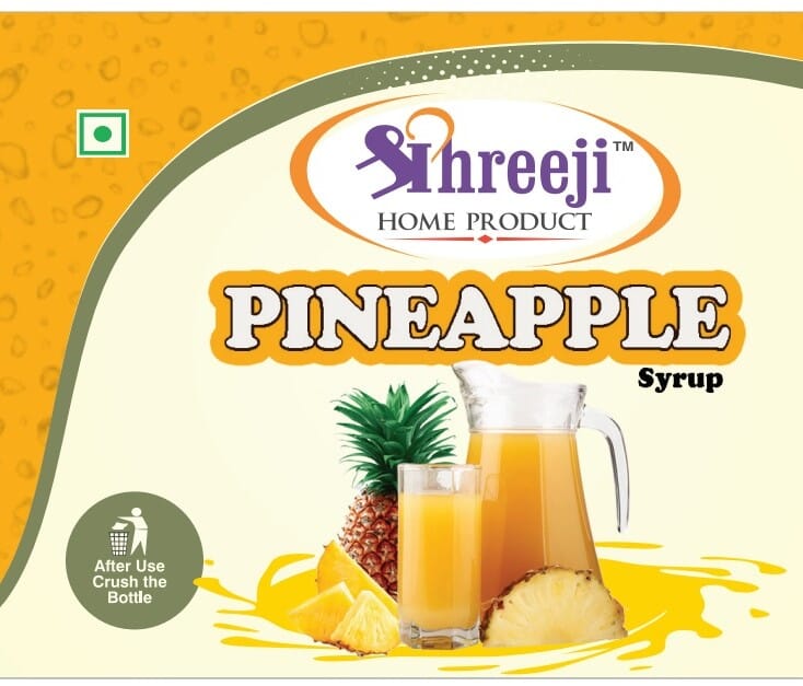 Shreeji Pineapple Syrup Mix with Water / Soda for Making Juice 750 ml Syrup Shreeji