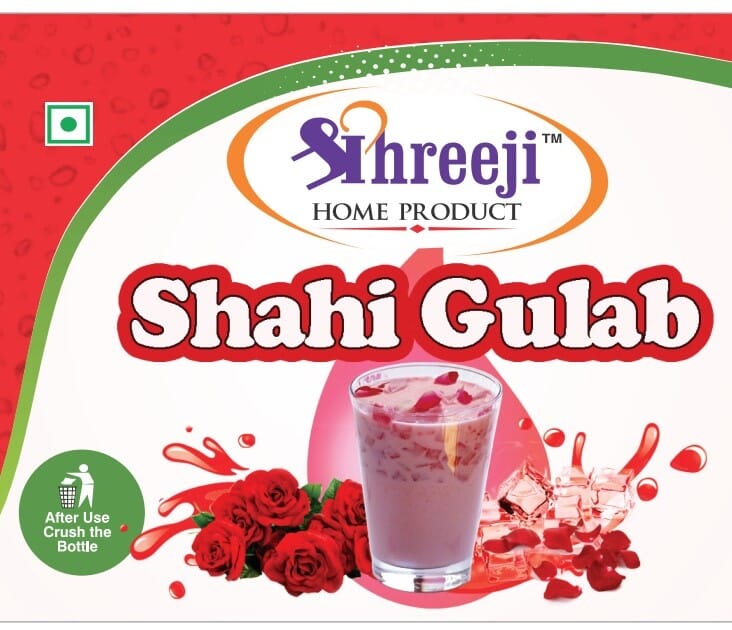 Shreeji Shahi Gulab Syrup Mix with Milk for Making Juice 750 ml
