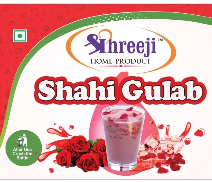 Shreeji Shahi Gulab Syrup Mix with Milk for Making Juice 750 ml Syrup Shreeji