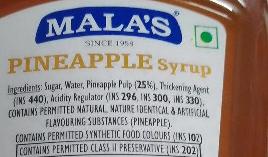 Malas Pineapple Syrup 750ml Pet Bottle