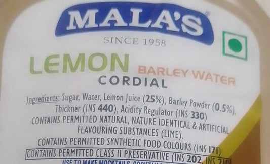 Malas Lemon Barley Water Cordial 750ml Pet Bottle CORDIAL Mala's