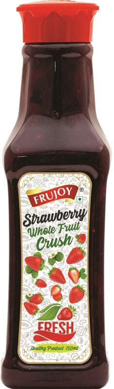 Frujoy Whole Strawberry Crush 750ml | High Fruit | For Fruit Mocktail | Cocktail | Milk Shake| Falooda | Baking Essentials Crush Frujoy