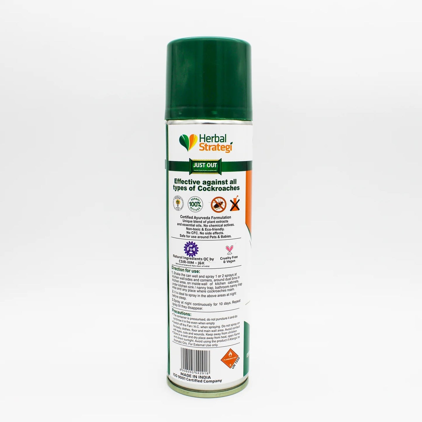 Herbal Strategi Ayurvedic Cockroach Repellent 200 ML | 2X power Aerosol Spray | Certified Ayurveda (AYUSH)| Non-Toxic & Eco friendly Repellent Herbal Strategi