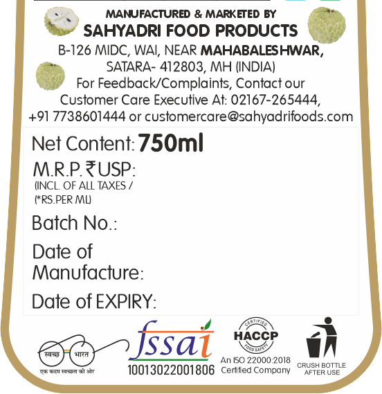 Frujoy Custard Apple Crush 750ml | For Fruit Mocktail | Cocktail | Cake | Baking Essentials | Juices | Beverages Crush Frujoy