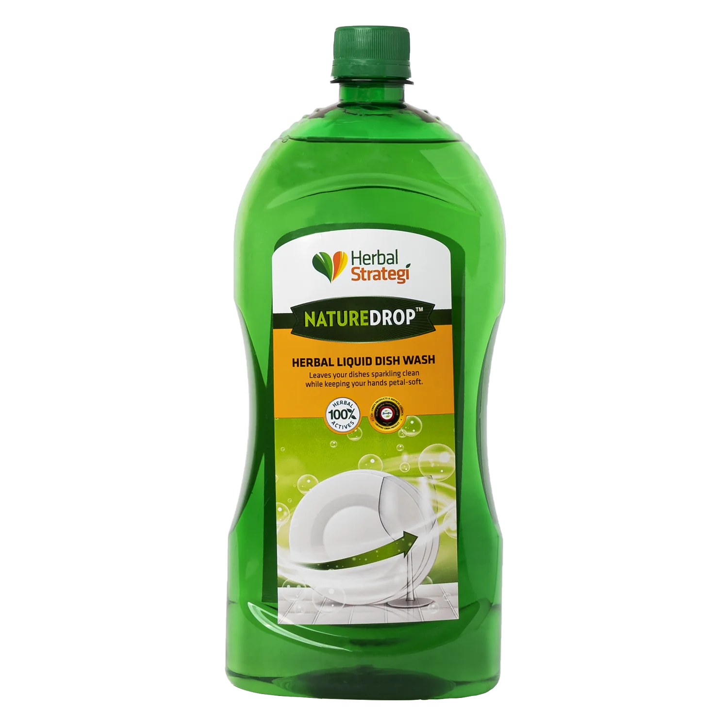 Herbal Strategi Nature Drop Liquid Dish Wash Refill| Anti-microbial & Acid-Free | Made with Fragrant Lemon Oils | Skin Safe | 1L Cleaner Herbal Strategi