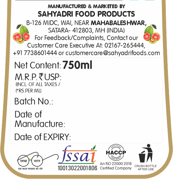 Frujoy Guava Crush 750ml | For Fruit Mocktail | Cocktail | Cake | Baking Essentials | Juices | Beverages Crush Frujoy