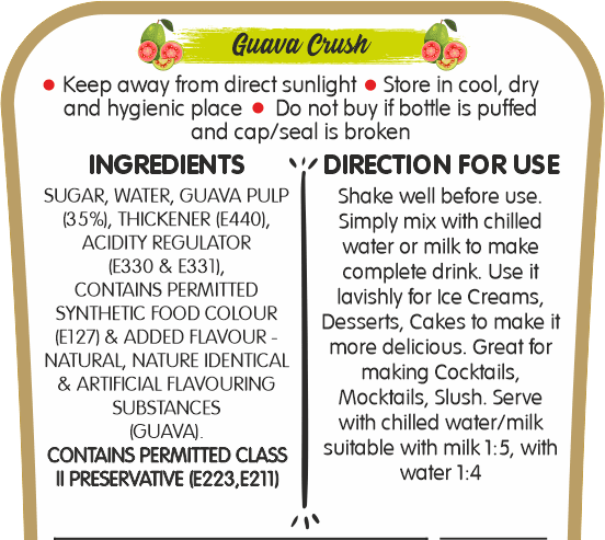 Frujoy Guava Crush 750ml | For Fruit Mocktail | Cocktail | Cake | Baking Essentials | Juices | Beverages Crush Frujoy