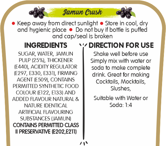 Frujoy Jamun Crush 750 ml | For Fruit Mocktail | Cocktail | Cake | Baking Essentials | Juices | Beverages Crush Frujoy