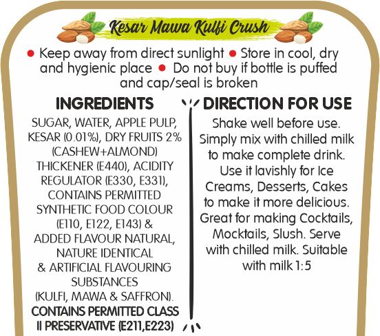 Frujoy Kesar Mawa Kulfi Crush 750ml | For Fruit Mocktail | Cocktail | Cake | Baking Essentials | Juices | Beverages Crush Frujoy