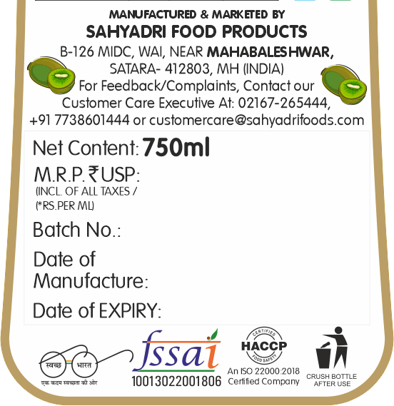 Frujoy Kiwi Crush 750ml | For Fruit Mocktail | Cocktail | Cake | Baking Essentials | Juices | Beverages Crush Frujoy