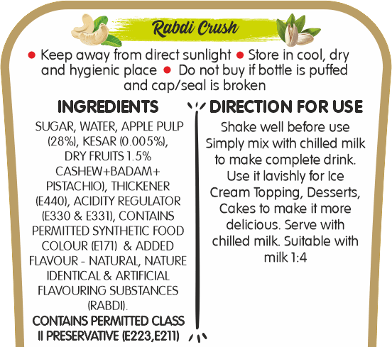Frujoy Rabadi Crush 750ml | For Fruit Mocktail | Cocktail | Cake | Baking Essentials | Juices | Beverages Crush Frujoy