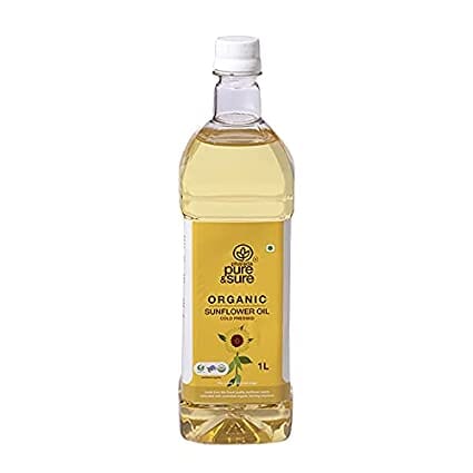 Pure & Sure Organic Sunflower Oil | Sunflower Oil for Cooking | High in Antioxidants, Delicious & Healthy Sunflower Cooking Oil (1 Litre) Oil Pure & Sure