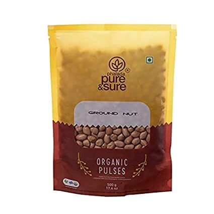 Pure & Sure Organic Ground Nuts | Ready to Eat Snacks | Healthy Office Snacks | Cholesterol Free, No Preservatives, Fat Free Snacks | 500g. Grocery Pure & Sure