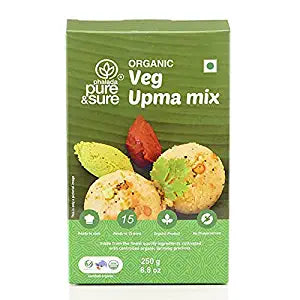 Pure & Sure Organic Upma Mix | Ready to Cook Meals | Vegetarian Upma Mix, Delicious & Aromatic, 250g Instant Food Pure & Sure