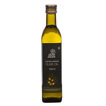 Pure & Sure Organic Olive Oil | Pure Olive Oil for Cooking | Olive Oil Organic Extra Virgin Cold Pressed, 500ml oil Pure & Sure