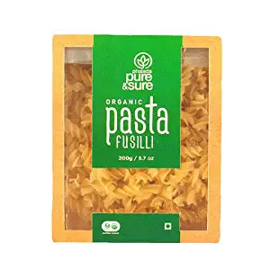 Pure & Sure Organic Pasta | Easy to Bake Fusilli Pasta | Organic, Vegetarian Ready to Cook Pasta, 200gm. Pasta Pure & Sure