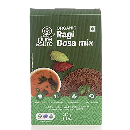 Pure & Sure Organic Ragi Dosa Instant Mix | Ready to Cook Meals | South Indian Ragi Dosa Mix, Delicious & Aromatic, 250g Instant Food Pure & Sure