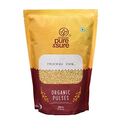 Pure & Sure Organic Moong Dal | Healthy & Wholesome Moong Dal Split | Rich in Fiber, High Protein, No Preservatives | 500gm Grocery Pure & Sure