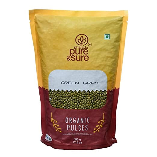 Pure & Sure Organic Green Gram Whole | Healthy & Wholesome Organic Dals Pulses | Rich in Fiber, High Protein, No Preservatives | 500gm Dal Pure & Sure