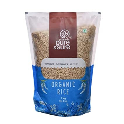 Pure & Sure Organic Basmati Rice | Instant Boost of Energy | Rich in Fiber, Good for Diabetic People, Helps Lower Blood Pressure | Healthy & Wholesome Basmati Rice 1 kg Packet Grocery Pure & Sure