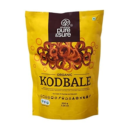 Pure & Sure Organic Kodubale | South Indian Snacks | Healthy & Delicious Rice Kodubale Snack | Pack Of 1, 200g Snacks Pure & Sure