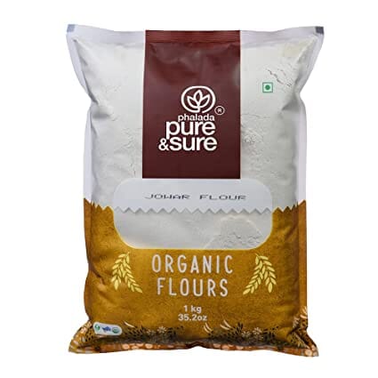 Pure & Sure Organic Jowar Flour | Healthy Food for Weight Loss | Gluten Free Atta, No Preservatives, No Trans Fats, High Protein Food | Jowar Flour 1kg Grocery Pure & Sure