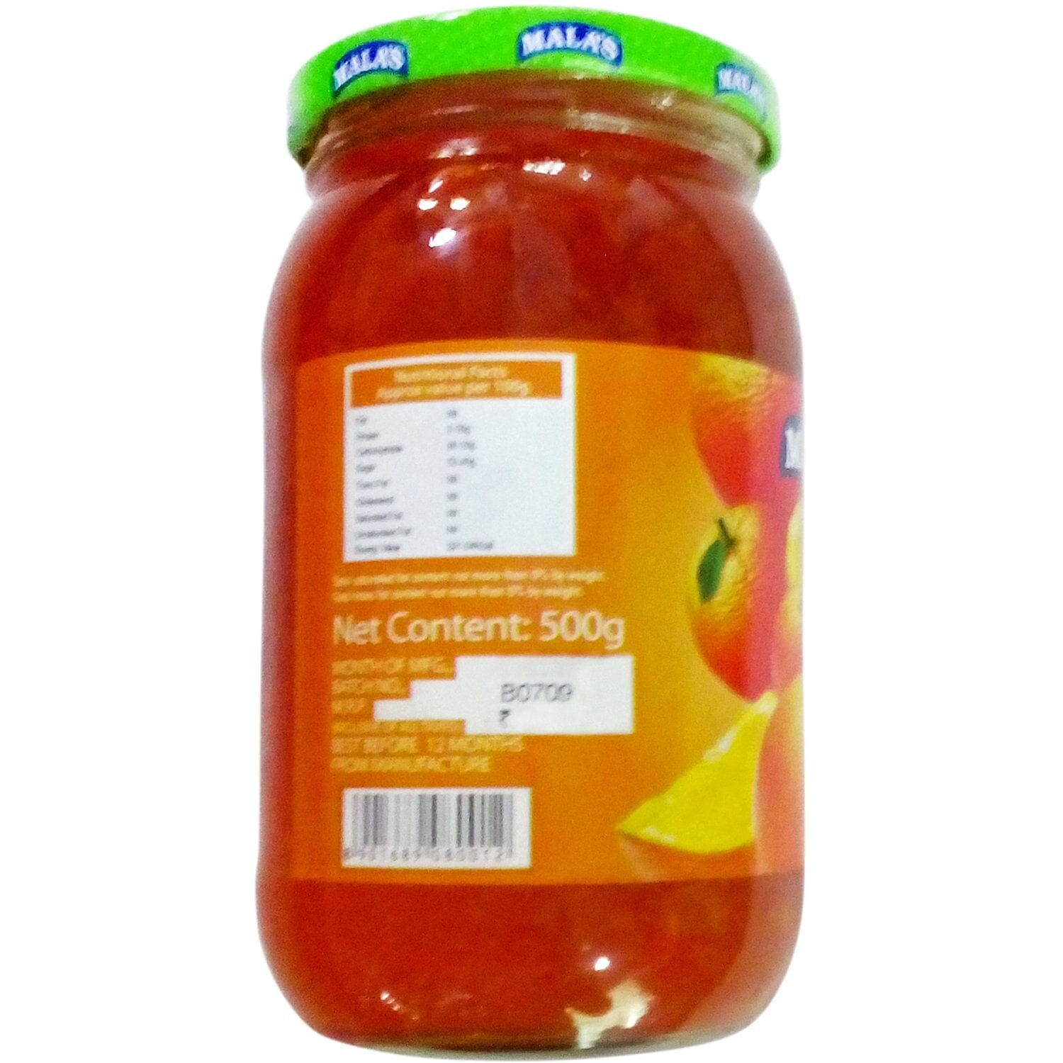 Malas Orange Marmalade Jam 500g Glass Jar JAM Mala's