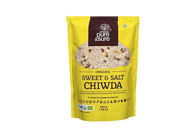 Pure & Sure Organic Chiwda Namkeen | Organic Snacks | Pure & Sure Sweet and Salt Chiwda | 200gm. Snacks Pure & Sure