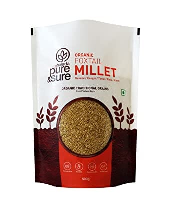 Pure & Sure Organic Foxtail Millets | Millets for Eating Organic Healthy Food | Certified Organic Millets for Weight Loss | Gluten-free, Non-GMO, No Trans Fats, No Preservatives | 500g Millet Pure & Sure