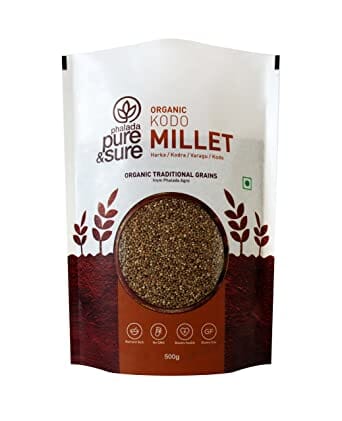 Pure & Sure Organic Kodo Millets | Millets for Eating Organic Healthy Food | Certified Organic Millets for Weight Loss | Gluten-free, Non-GMO, No Trans Fats, No Preservatives | 500g. Millet Pure & Sure