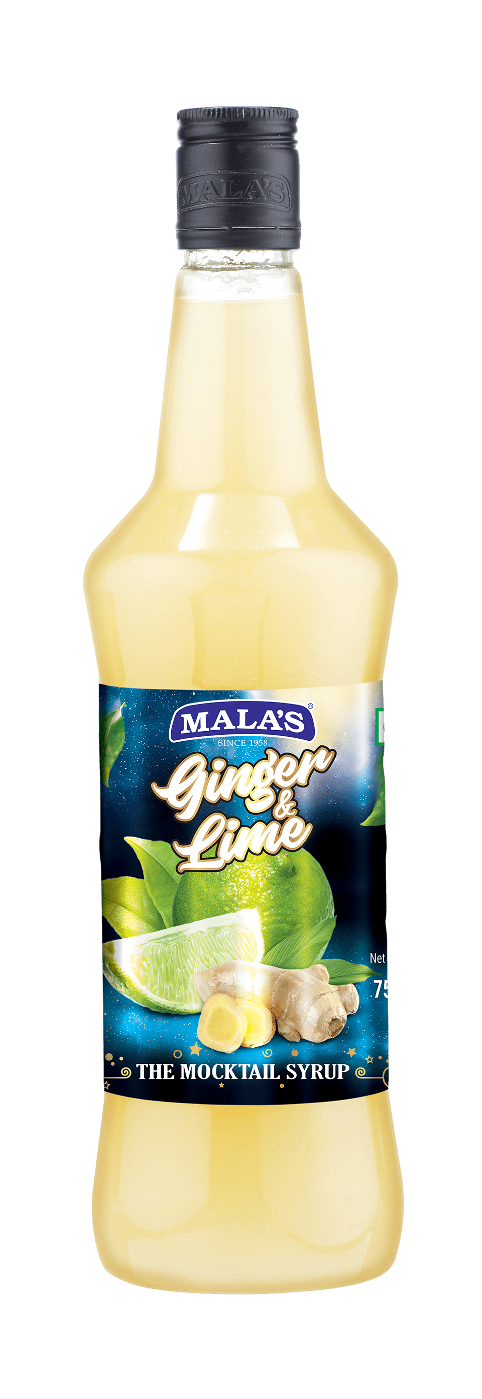 Mala's Ginger & Lime Cordial Syrup 750 ml for Mocktail & Cocktail MOCKTAIL Mala's