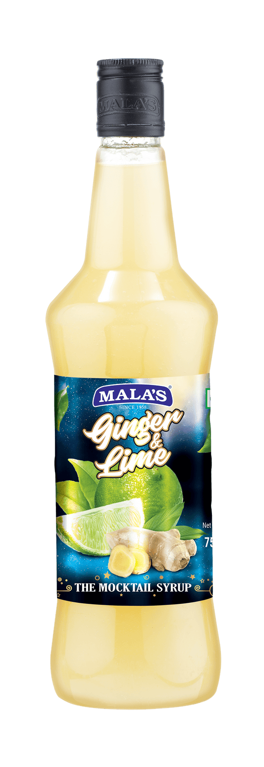 Mala's Ginger & Lime Cordial Syrup 750 ml for Mocktail & Cocktail