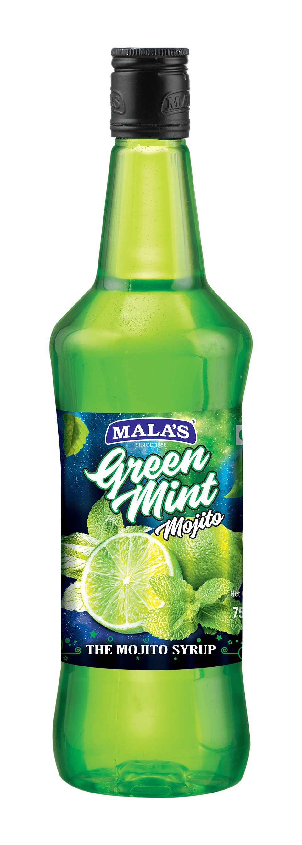 Mala's Green Mint Mojito Cordial Syrup 750 ml for Mocktail & Cocktail MOCKTAIL Mala's