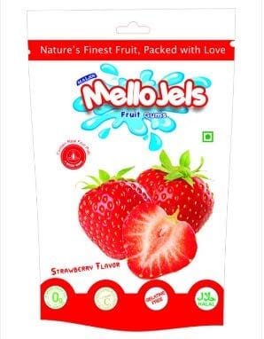 Malas Strawberry Mellojels Gums 150 gm Zip Pouch MELLOJELS Mala's